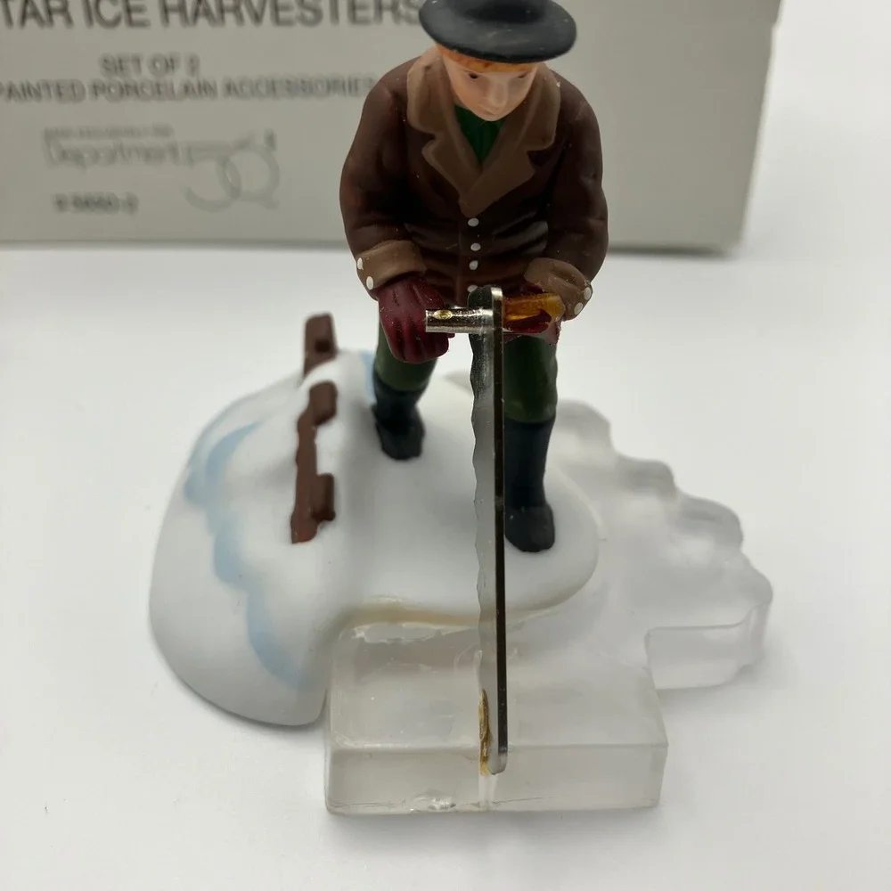 Dept 56 Heritage Village Blue Star Ice Harvesters Set of 2 Figurines Retired VTG